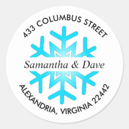 Winterschneeflocke Maßgeschneiderte Rücksendeadres Runder Aufkleber