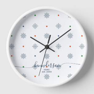 Winterschneeflocke Personalisiert Familienname Uhr
