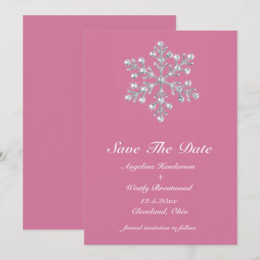 Winterschneeflocke Save the Date (Vorne/Hinten)