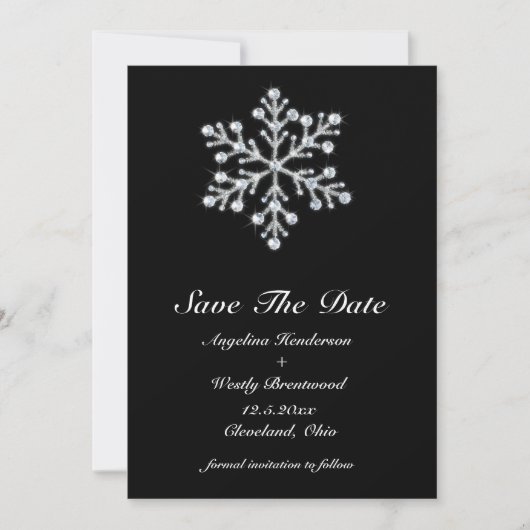 Winterschneeflocke Save the Date (Vorderseite)