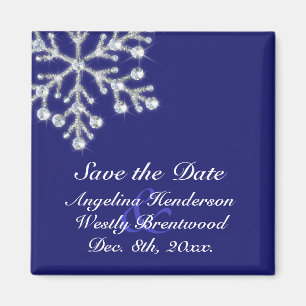Winterschneeflocke Save the Date Magnet Indigo
