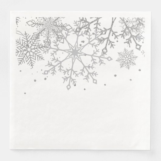 Winterschneeflocke Silver Gray Serviette (Vorderseite)