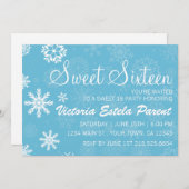 Winterschneeflocke Sweet 16 Einladung (Vorne/Hinten)