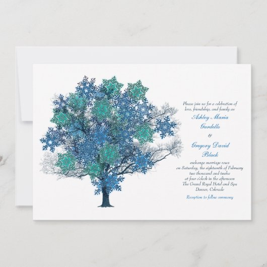 Winterschneeflocke Tree Einladung Hochzeit (Vorderseite)