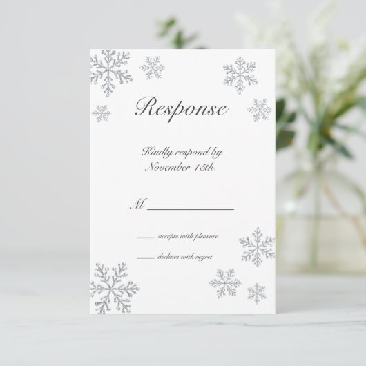 Winterschneeflocke UAWG RSVP Karte (Stehend Vorderseite)