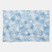 Winterschneeflockemuster auf Blau Geschirrtuch (Horizontal)
