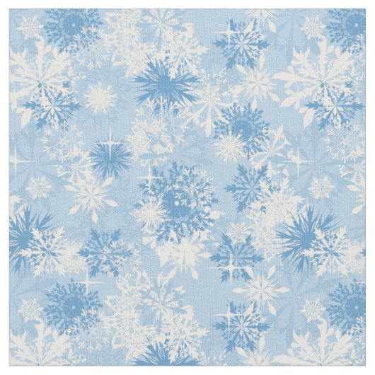 Winterschneeflockemuster auf Blau Stoff (Nahaufnahme)