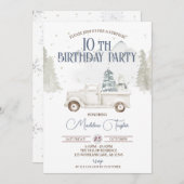 Winterschneeflocken 10. Geburtstag Einladung (Vorne/Hinten)