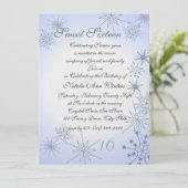 Winterschneeflocken 16 . Geburtstag Einladung (Stehend Vorderseite)