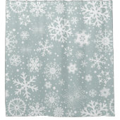 Winterschneeflocken, Aquamarin und weiß Duschvorhang (Vorderseite)