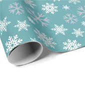 Winterschneeflocken Aquamarines blaues Muster Geschenkpapier (Rolleneckpunkt)