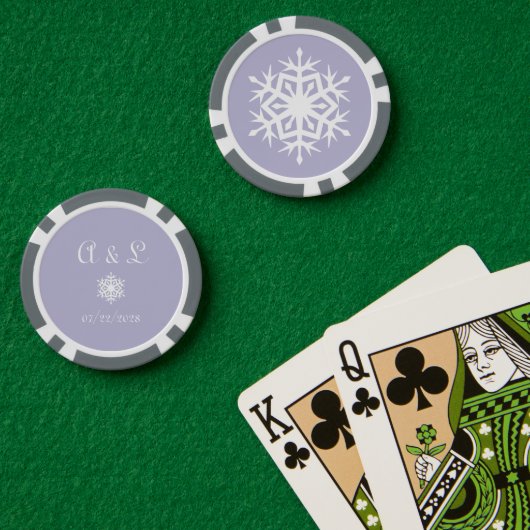 Winterschneeflocken auf dem Lavendel Pokerchips (Pokertisch (doppelt))
