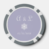 Winterschneeflocken auf dem Lavendel Pokerchips (Rückseite)