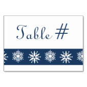 Winterschneeflocken auf der Navy-Table-Karte Tischnummer (Rückseite)