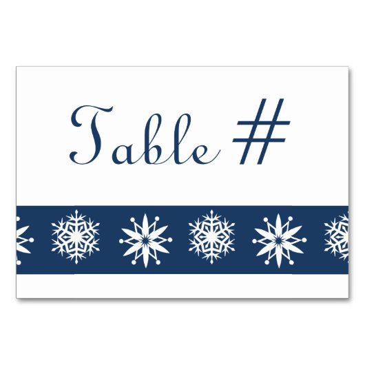 Winterschneeflocken auf der Navy-Table-Karte Tischnummer (Vorderseite)