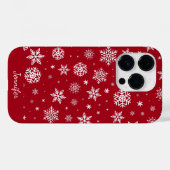 Winterschneeflocken auf der roten Monogram Case-Mate iPhone Hülle (Rückseite (Horizontal))