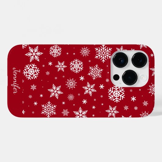 Winterschneeflocken auf der roten Monogram Case-Mate iPhone Hülle (Rückseite (Horizontal))