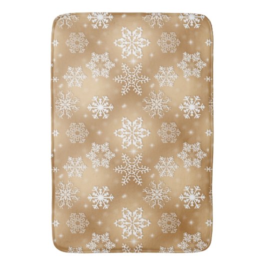 Winterschneeflocken auf Gold Badematte (Vorderseite Vertikal)