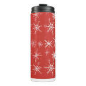Winterschneeflocken auf Rot Thermosbecher (Vorderseite)