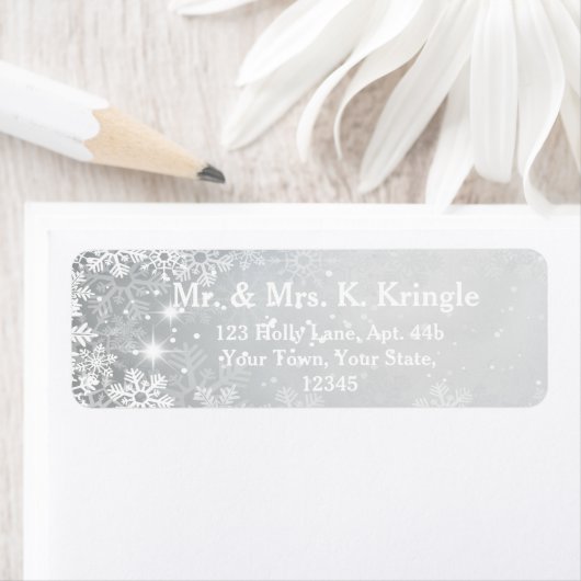 Winterschneeflocken auf Silberadressen (Insitu)