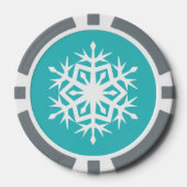 Winterschneeflocken auf Türkis Pokerchips (Vorderseite)