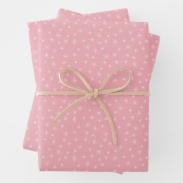 Winterschneeflocken auf Vintag rosa Retro Inspirie Geschenkpapier Set