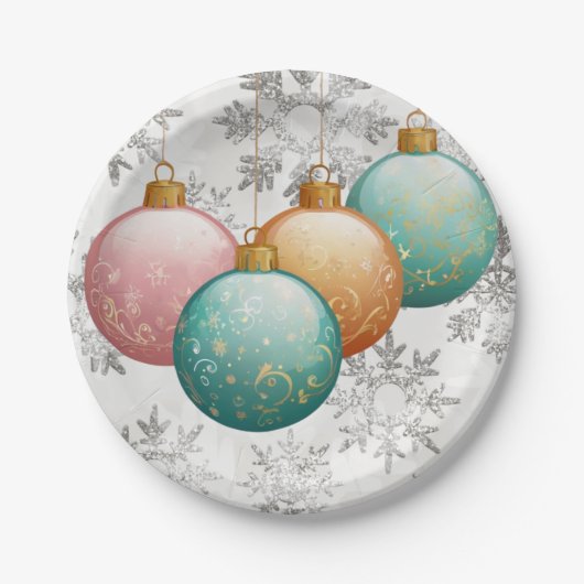 Winterschneeflocken Balls Ornaments Kinderdusche Pappteller (Vorderseite)