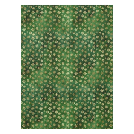 Winterschneeflocken bei festlichen Grün- und Goldf Tischdecke (Vorderseite)