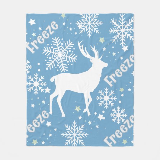 Winterschneeflocken blau fleecedecke (Vorderseite)