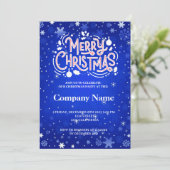 Winterschneeflocken blau Frohe Weihnachtsfest Part Einladung (Stehend Vorderseite)
