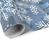Winterschneeflocken Blau Geschenkpapier (Rolleneckpunkt)