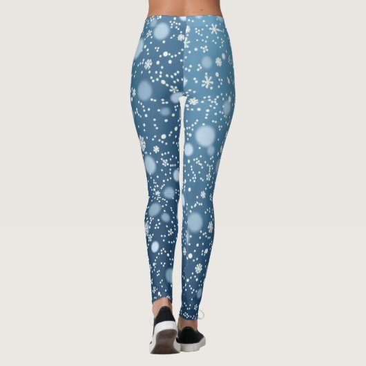 Winterschneeflocken Blau Leggings (Rückseite)