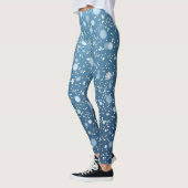 Winterschneeflocken Blau Leggings (Links)