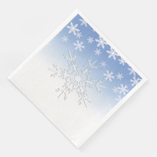 Winterschneeflocken Blau Serviette (Ecke)