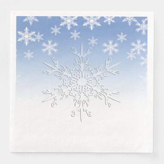 Winterschneeflocken Blau Serviette (Vorderseite)