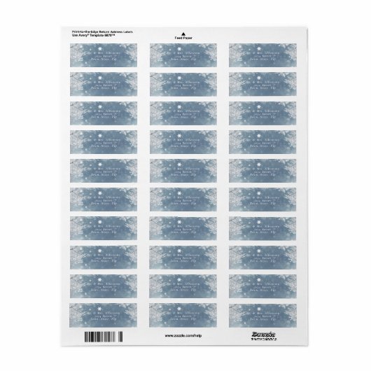 Winterschneeflocken Blau-Weiße Rücksendeadresse (Vorne)