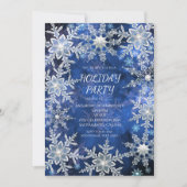 Winterschneeflocken Blauer Feiertag Einladungen (Vorderseite)