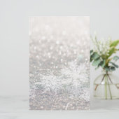 Winterschneeflocken Bokeh Blase Briefpapier (Stehend Vorderseite)