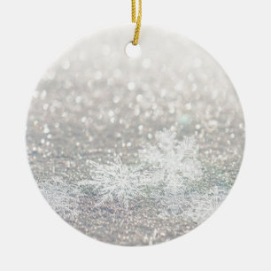 Winterschneeflocken Bokeh Blase Keramik Ornament