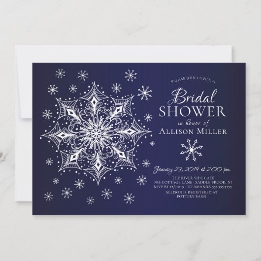 Winterschneeflocken-Brautparty Einladung (Vorderseite)