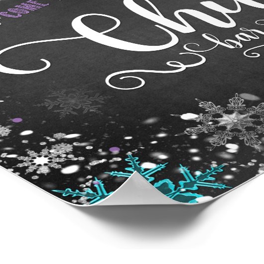 Winterschneeflocken Chili Bar Tafelschild Poster (Ecke)