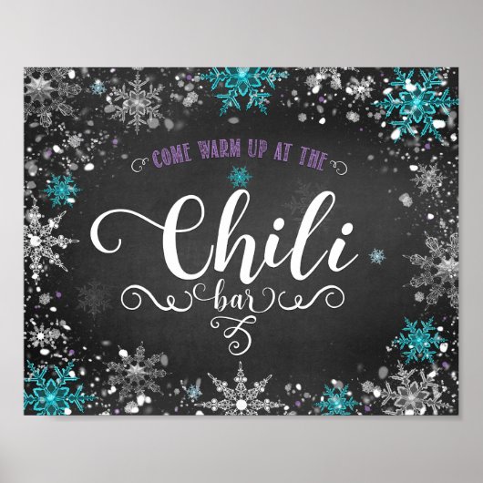 Winterschneeflocken Chili Bar Tafelschild Poster (Vorne)