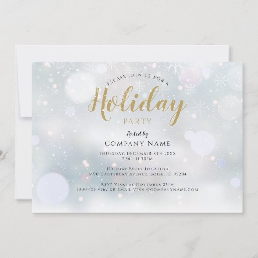 Winterschneeflocken Corporate Holiday Party Einladung (Rückseite)