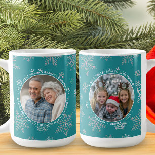 Winterschneeflocken Custom Foto Blue Christmas Kaffeetasse