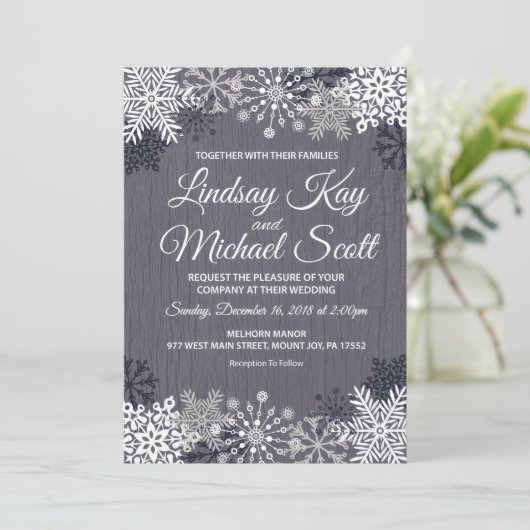 Winterschneeflocken Einladung (Stehend Vorderseite)