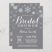 Winterschneeflocken Einladung Grau Brautparty (Vorne/Hinten)