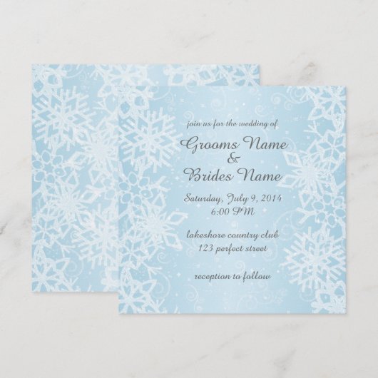 Winterschneeflocken Einladung Hochzeit (Vorne/Hinten)