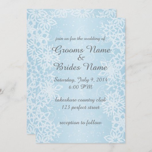 Winterschneeflocken Einladung Hochzeit (Vorne/Hinten)
