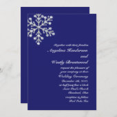 Winterschneeflocken Einladung indigo (Vorne/Hinten)