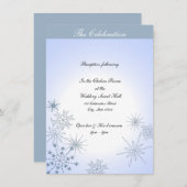 Winterschneeflocken Eisblau Einladung (Vorne/Hinten)